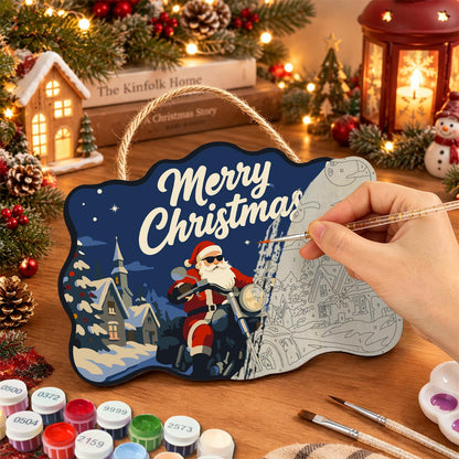 Sunglasses Santa Chopper Ride paint by numbers hanging sign – image 7