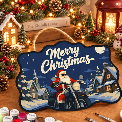 Sunglasses Santa Chopper Ride paint by numbers hanging sign – image 8
