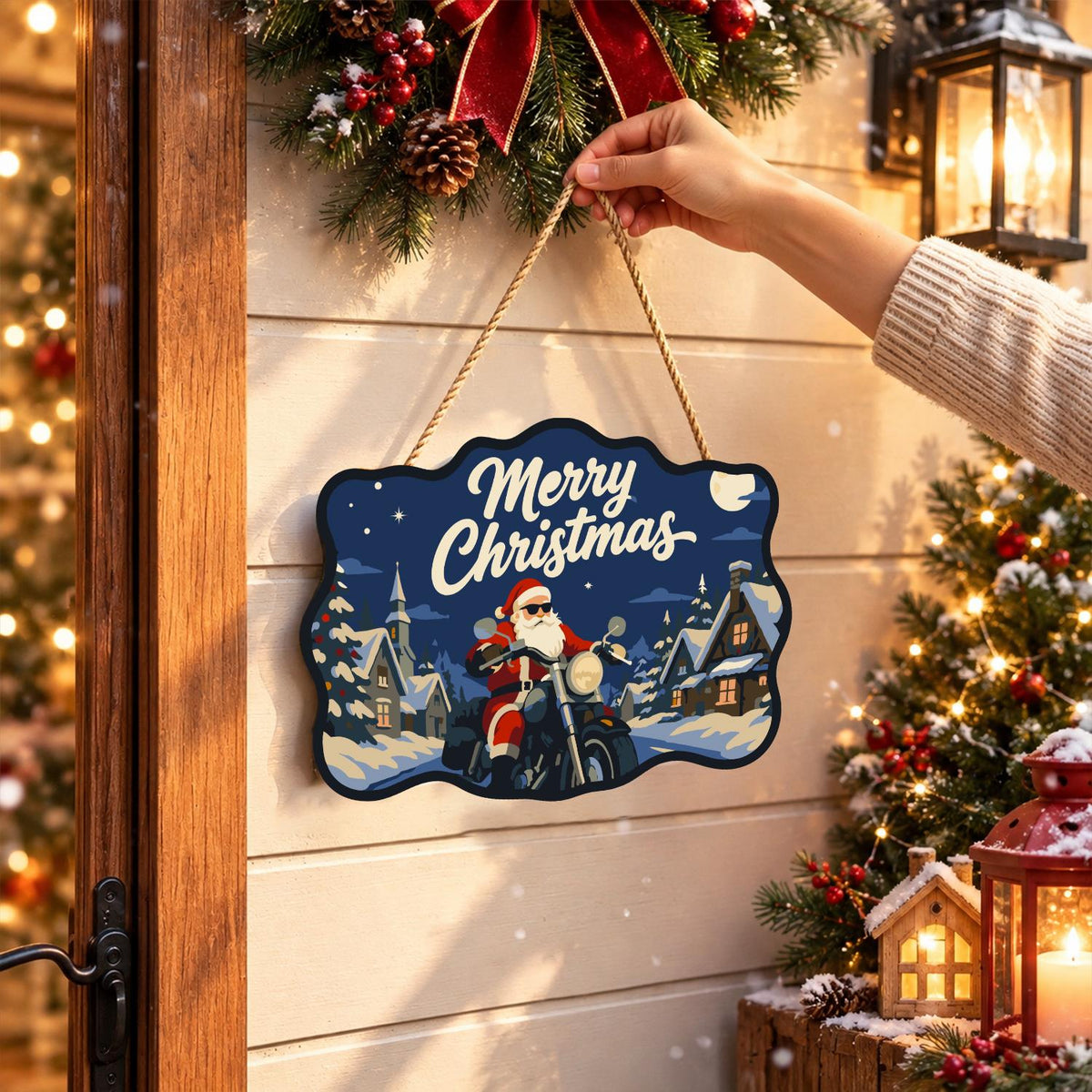 Sunglasses Santa Chopper Ride paint by numbers hanging sign – image 14