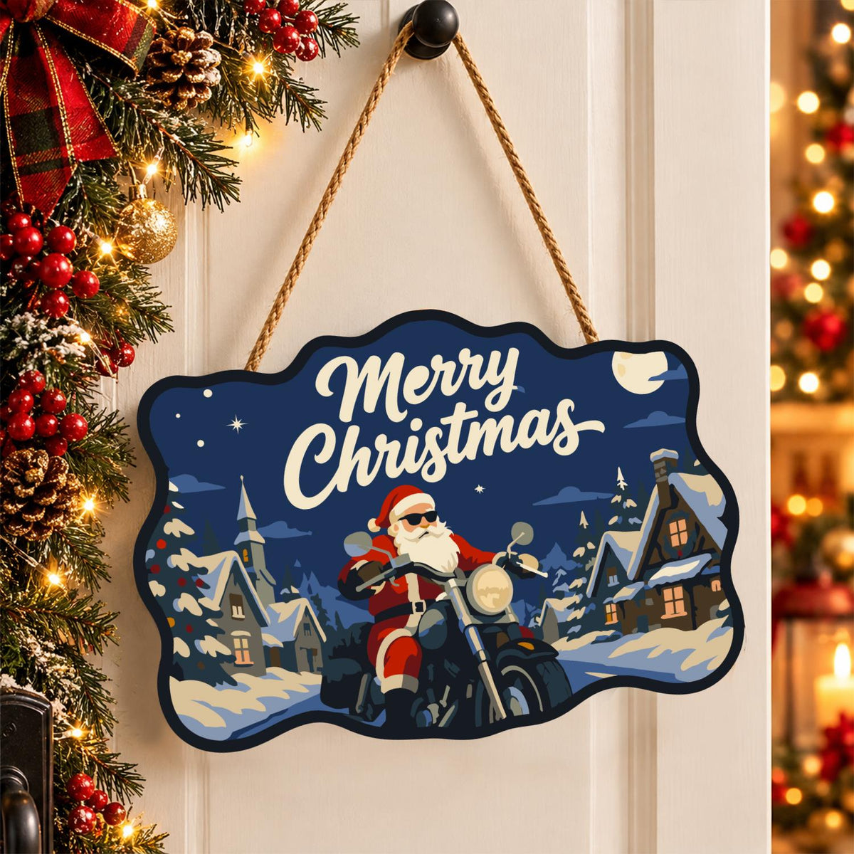 Sunglasses Santa Chopper Ride paint by numbers hanging sign – image 16