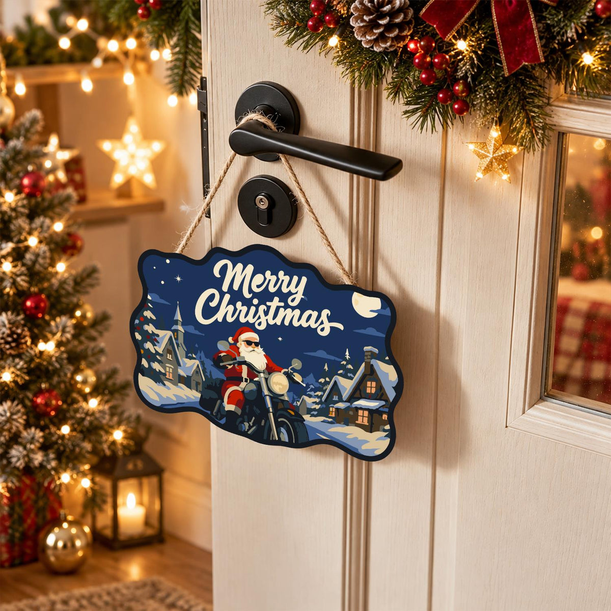 Sunglasses Santa Chopper Ride paint by numbers hanging sign – image 18
