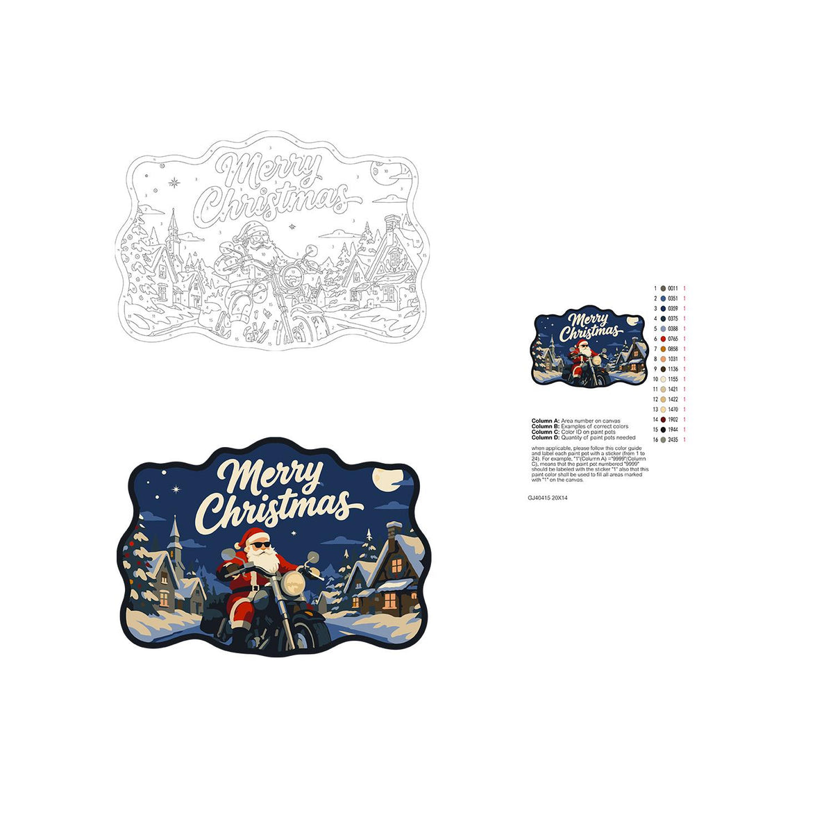Sunglasses Santa Chopper Ride paint by numbers hanging sign – image 19