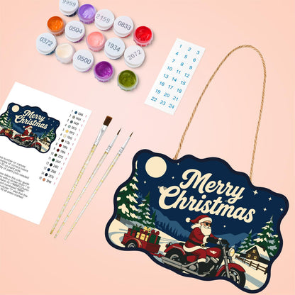 Gift Trailer Biker Santa paint by numbers hanging sign – image 4