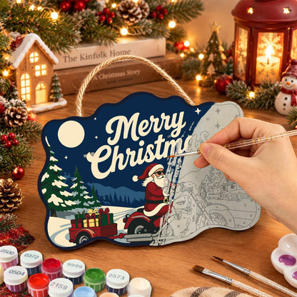 Gift Trailer Biker Santa paint by numbers hanging sign – image 7