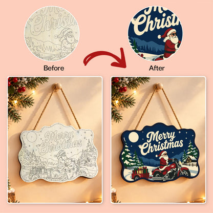 Gift Trailer Biker Santa paint by numbers hanging sign – image 10