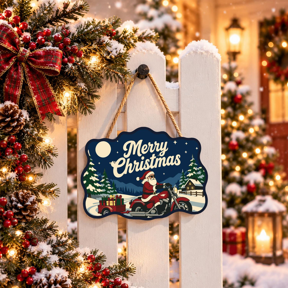 Gift Trailer Biker Santa paint by numbers hanging sign – image 15