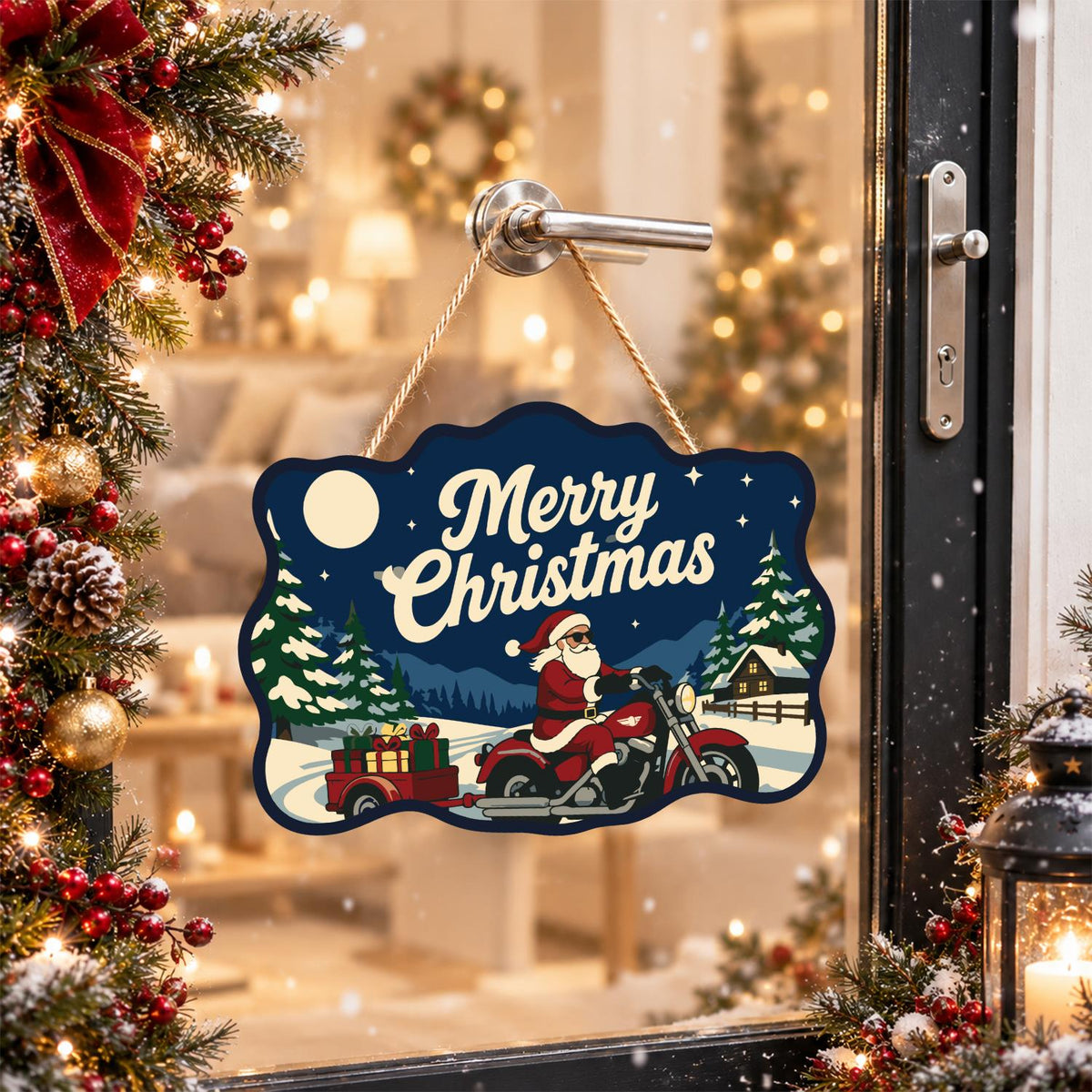 Gift Trailer Biker Santa paint by numbers hanging sign – image 17