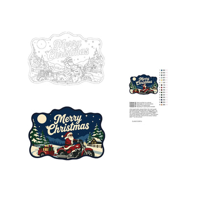 Gift Trailer Biker Santa paint by numbers hanging sign – image 19