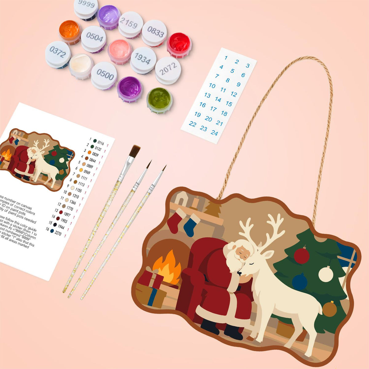 Hearthside Reindeer Cuddle paint by numbers hanging sign – image 4