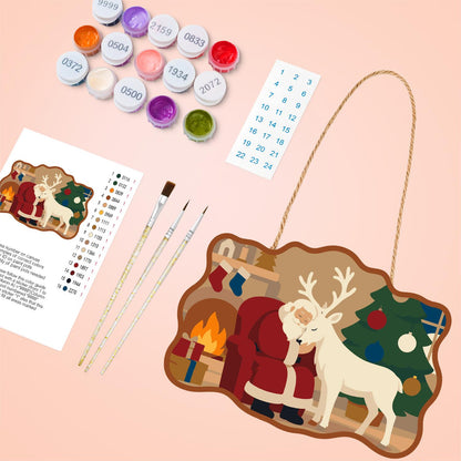 Hearthside Reindeer Cuddle paint by numbers hanging sign – image 4