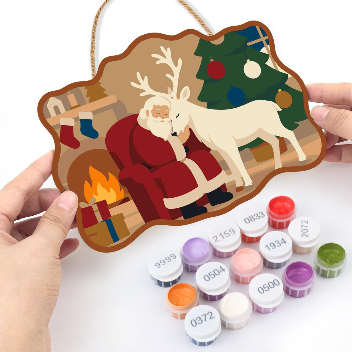Hearthside Reindeer Cuddle paint by numbers hanging sign – image 9