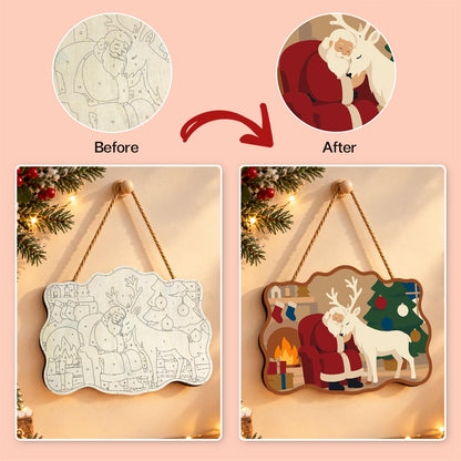 Hearthside Reindeer Cuddle paint by numbers hanging sign – image 10