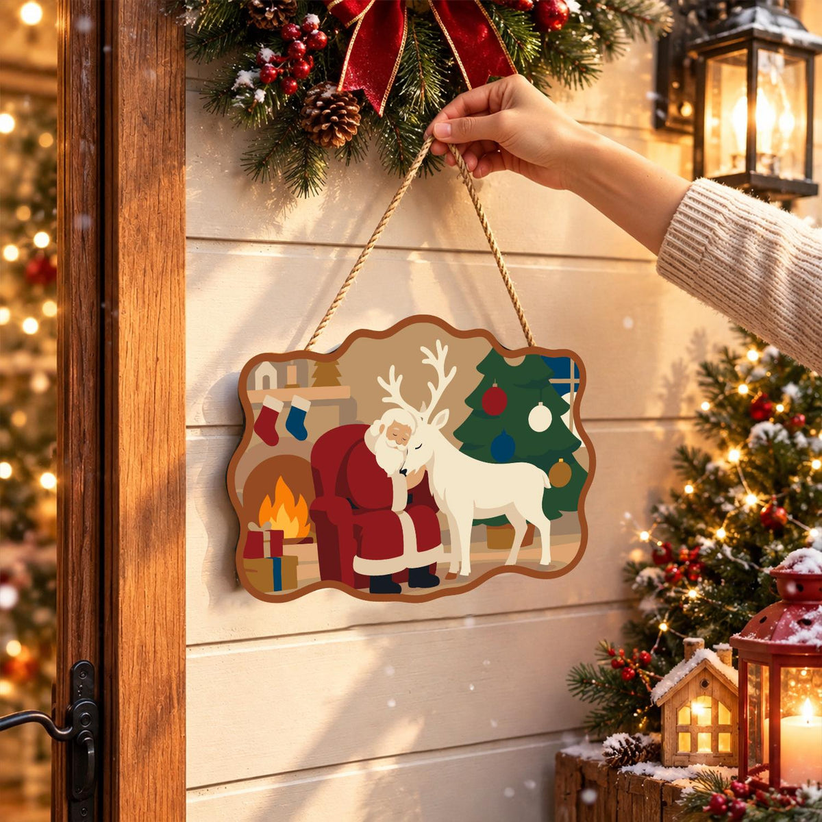 Hearthside Reindeer Cuddle paint by numbers hanging sign – image 14