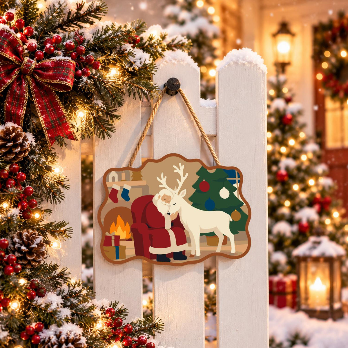 Hearthside Reindeer Cuddle paint by numbers hanging sign – image 15