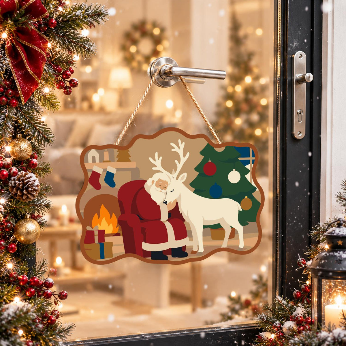 Hearthside Reindeer Cuddle paint by numbers hanging sign – image 17