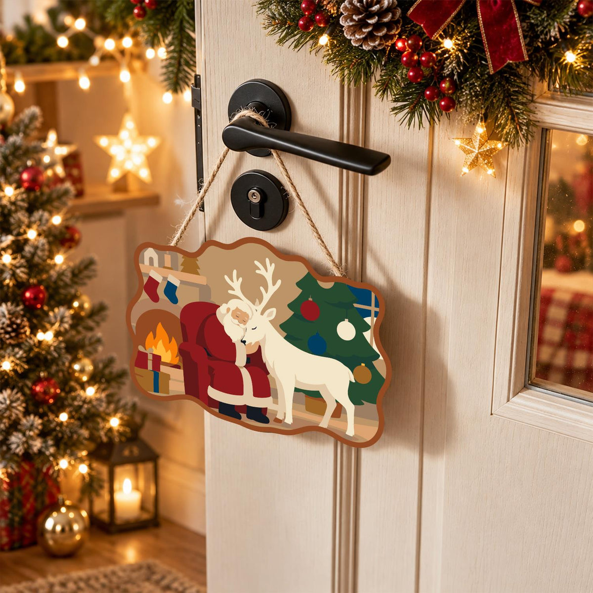 Hearthside Reindeer Cuddle paint by numbers hanging sign – image 18