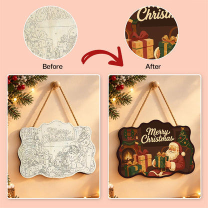 Fireside Santa Gift Opening paint by numbers hanging sign – image 10