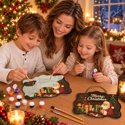 Fireside Santa Gift Opening paint by numbers hanging sign – image 12