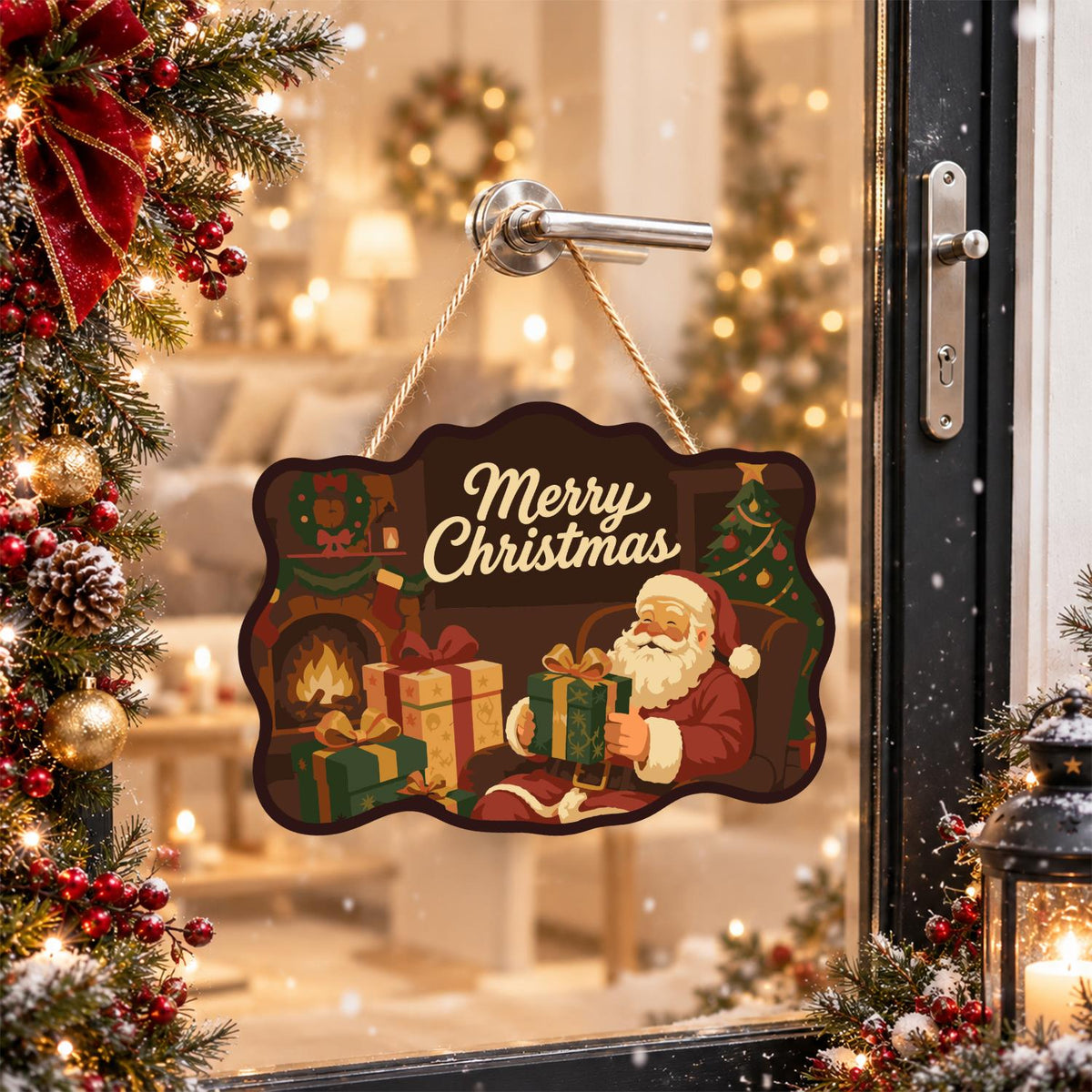 Fireside Santa Gift Opening paint by numbers hanging sign – image 17