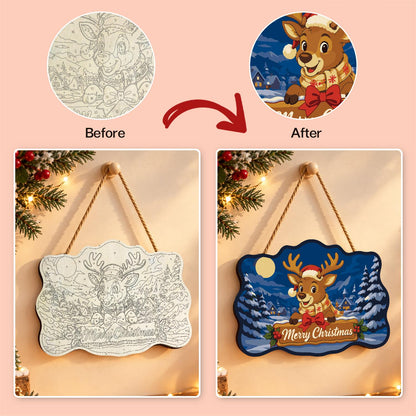 Scarf-Wrapped Reindeer Banner paint by numbers hanging sign – image 10