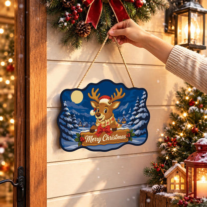 Scarf-Wrapped Reindeer Banner paint by numbers hanging sign – image 14