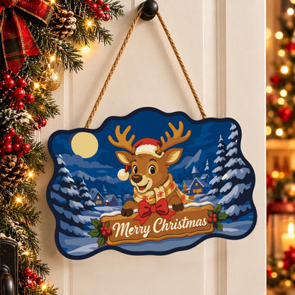 Scarf-Wrapped Reindeer Banner paint by numbers hanging sign – image 16