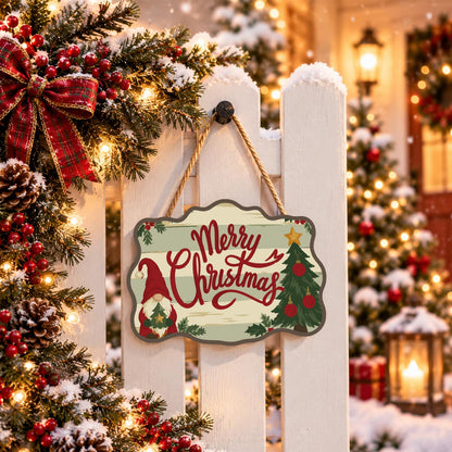 Gnome and Tree Script Greeting paint by numbers hanging sign – image 15
