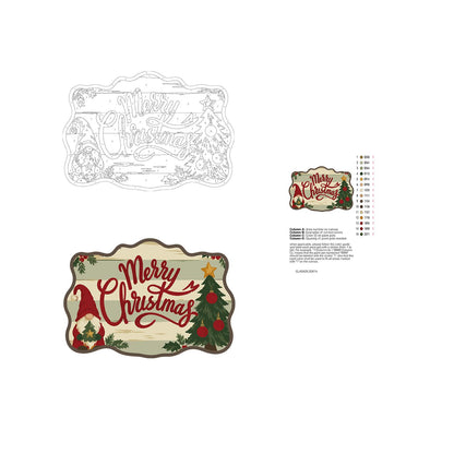 Gnome and Tree Script Greeting paint by numbers hanging sign – image 19