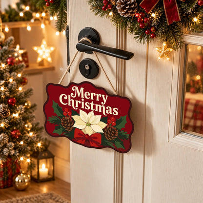 Cream Poinsettia on Crimson paint by numbers hanging sign – image 18