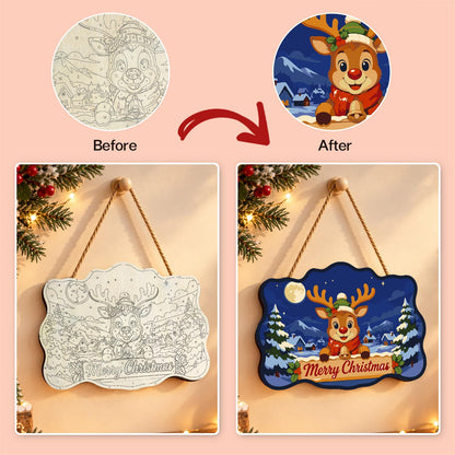 Holly Crown Reindeer Village paint by numbers hanging sign – image 10