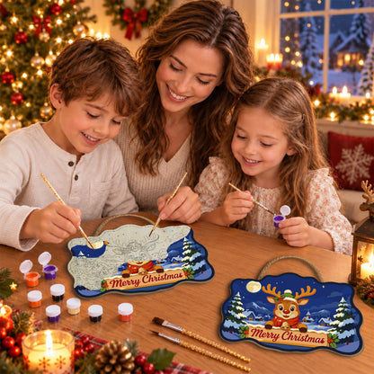 Holly Crown Reindeer Village paint by numbers hanging sign – image 12