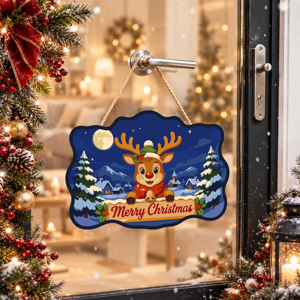 Holly Crown Reindeer Village paint by numbers hanging sign – image 17
