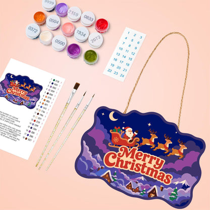 Purple Cloud Sleigh Flight paint by numbers hanging sign – image 4