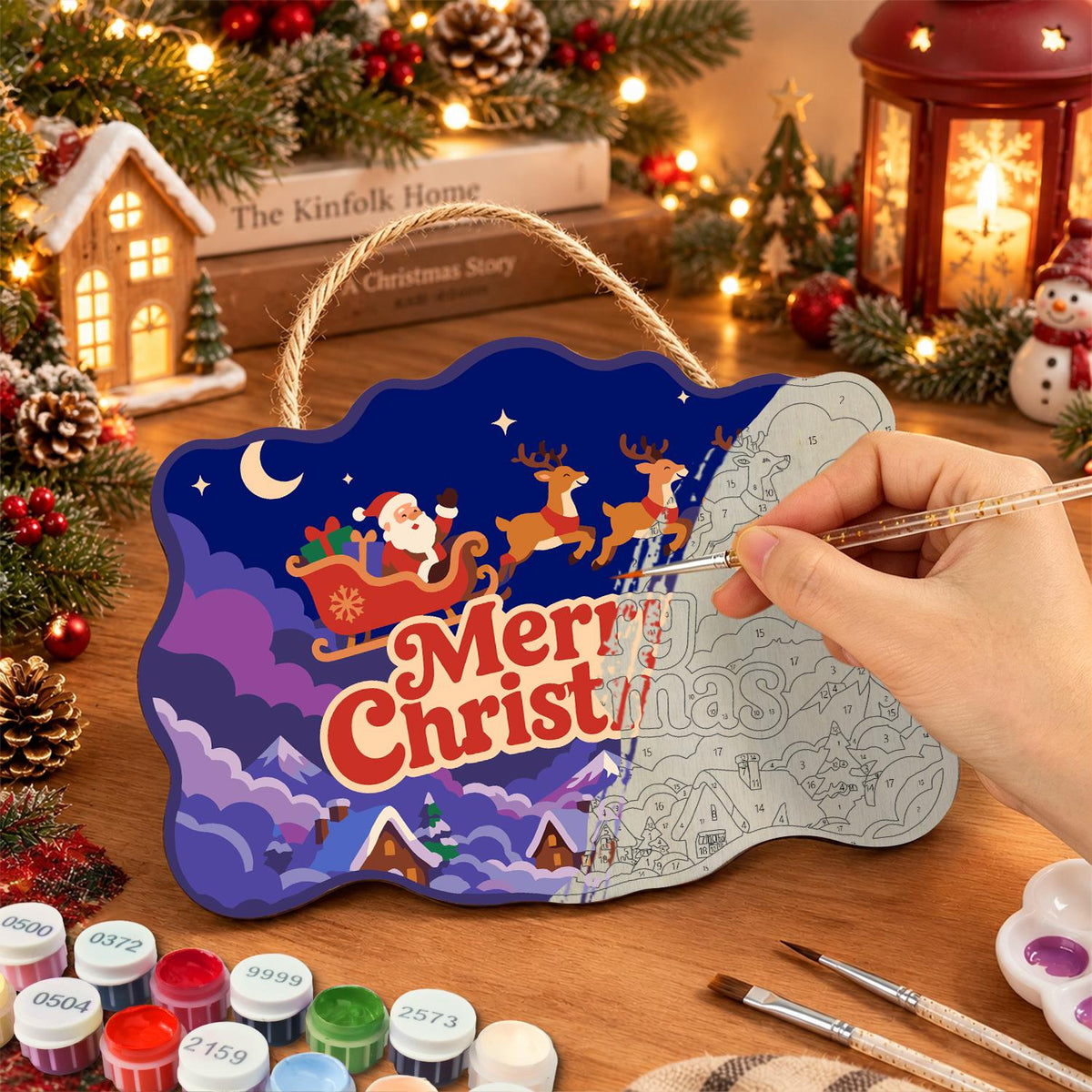 Purple Cloud Sleigh Flight paint by numbers hanging sign – image 7