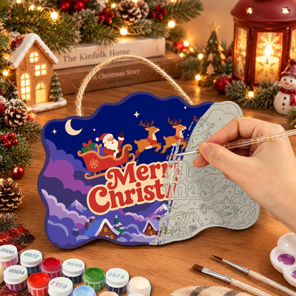 Purple Cloud Sleigh Flight paint by numbers hanging sign – image 7
