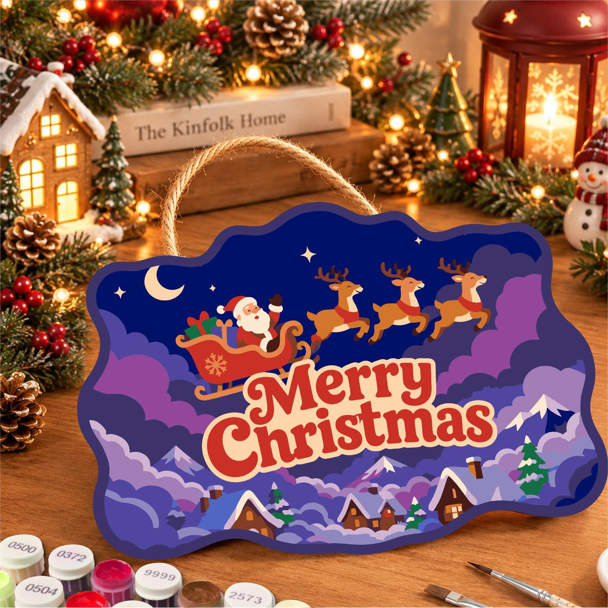 Purple Cloud Sleigh Flight paint by numbers hanging sign – image 8