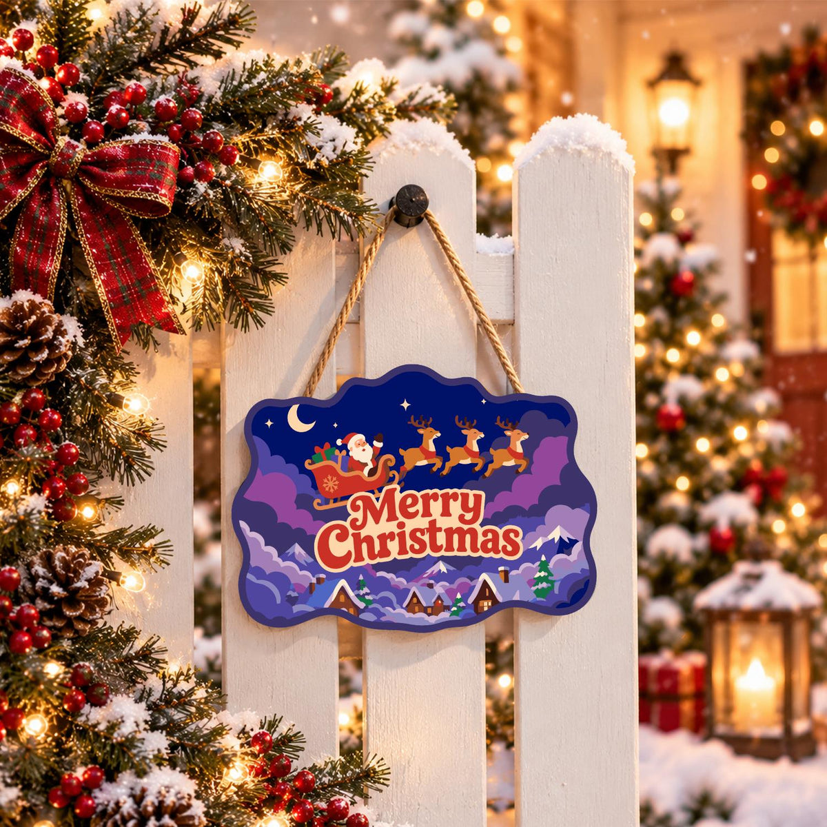 Purple Cloud Sleigh Flight paint by numbers hanging sign – image 15