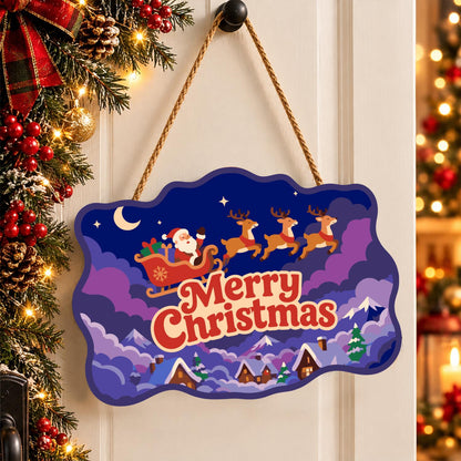 Purple Cloud Sleigh Flight paint by numbers hanging sign – image 16