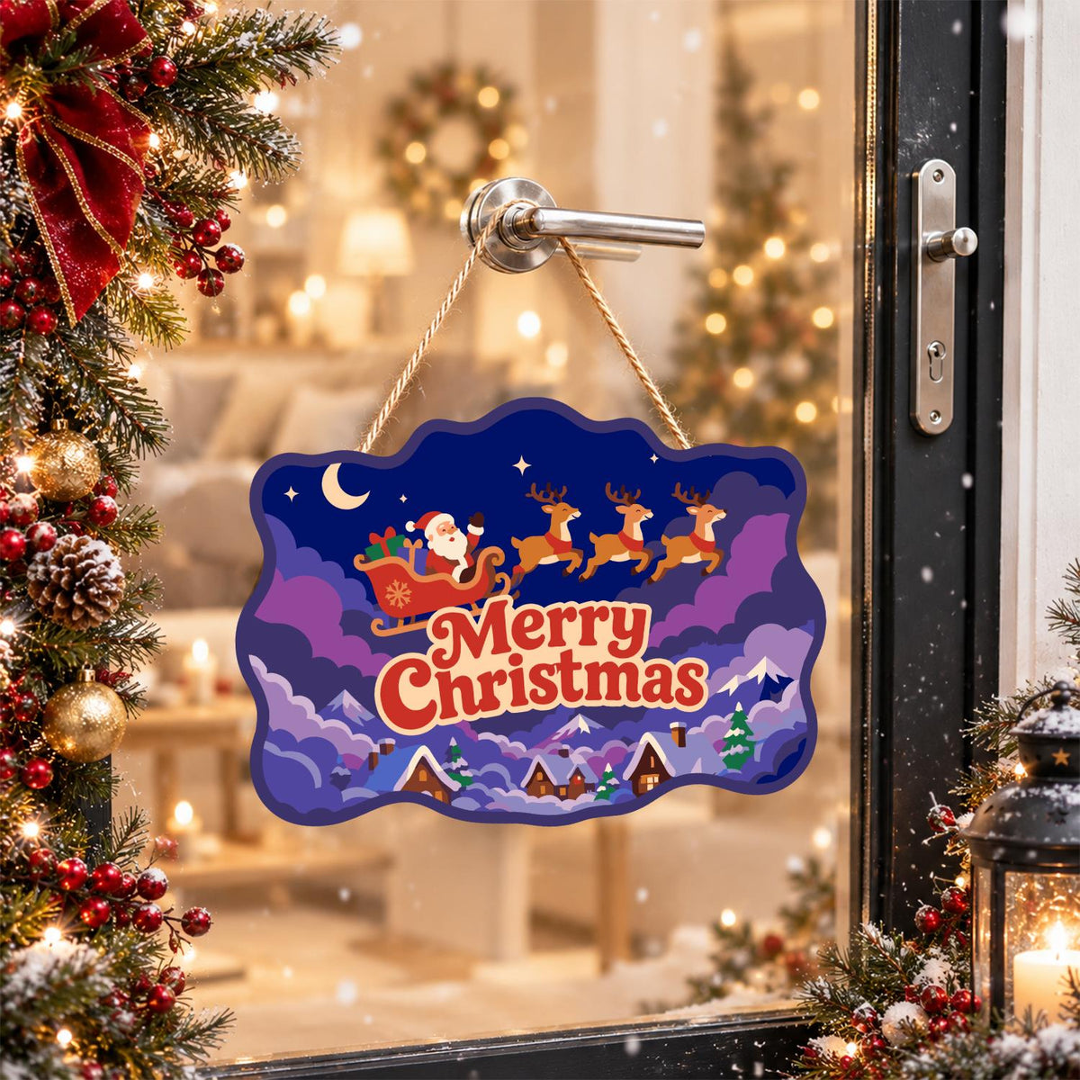 Purple Cloud Sleigh Flight paint by numbers hanging sign – image 17