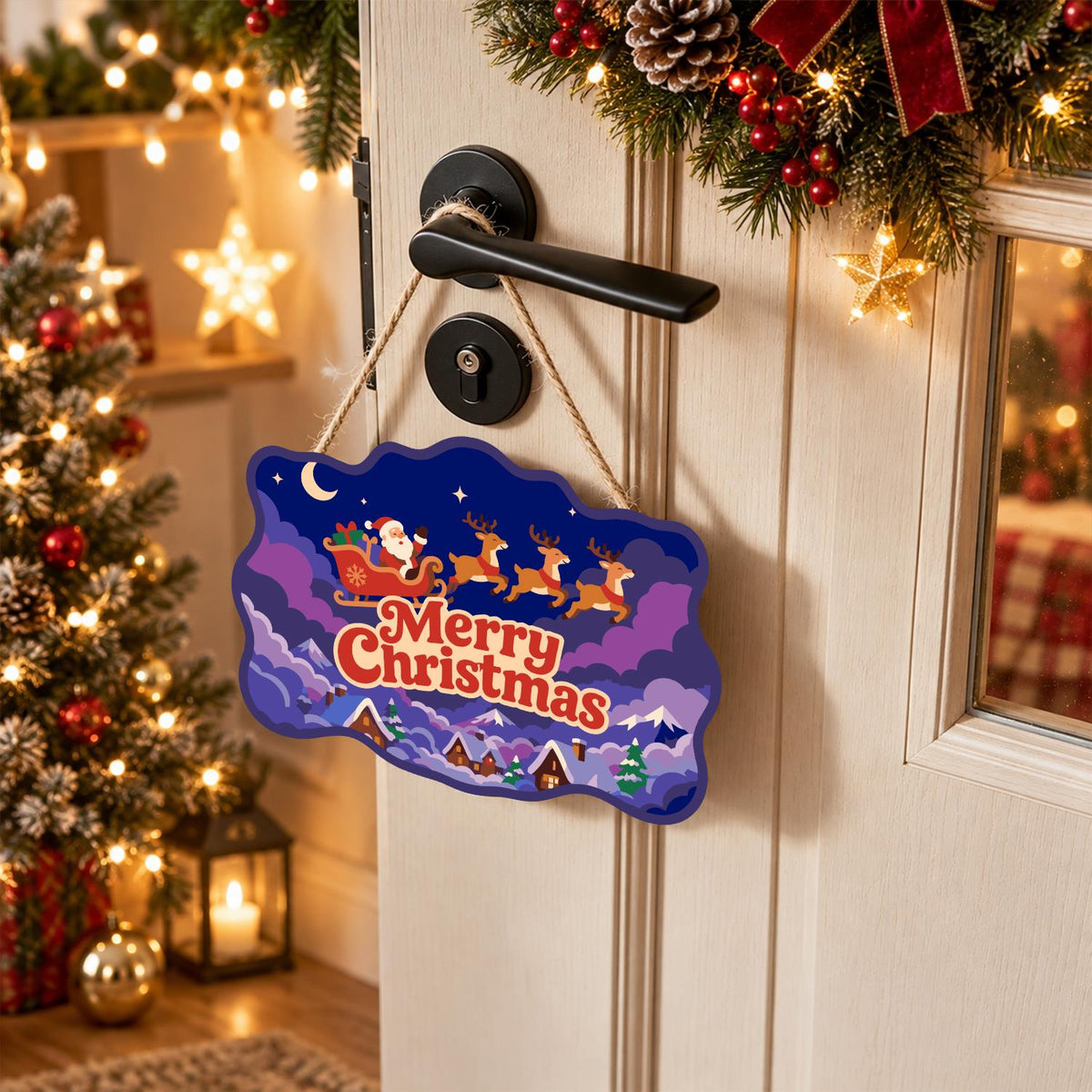 Purple Cloud Sleigh Flight paint by numbers hanging sign – image 18