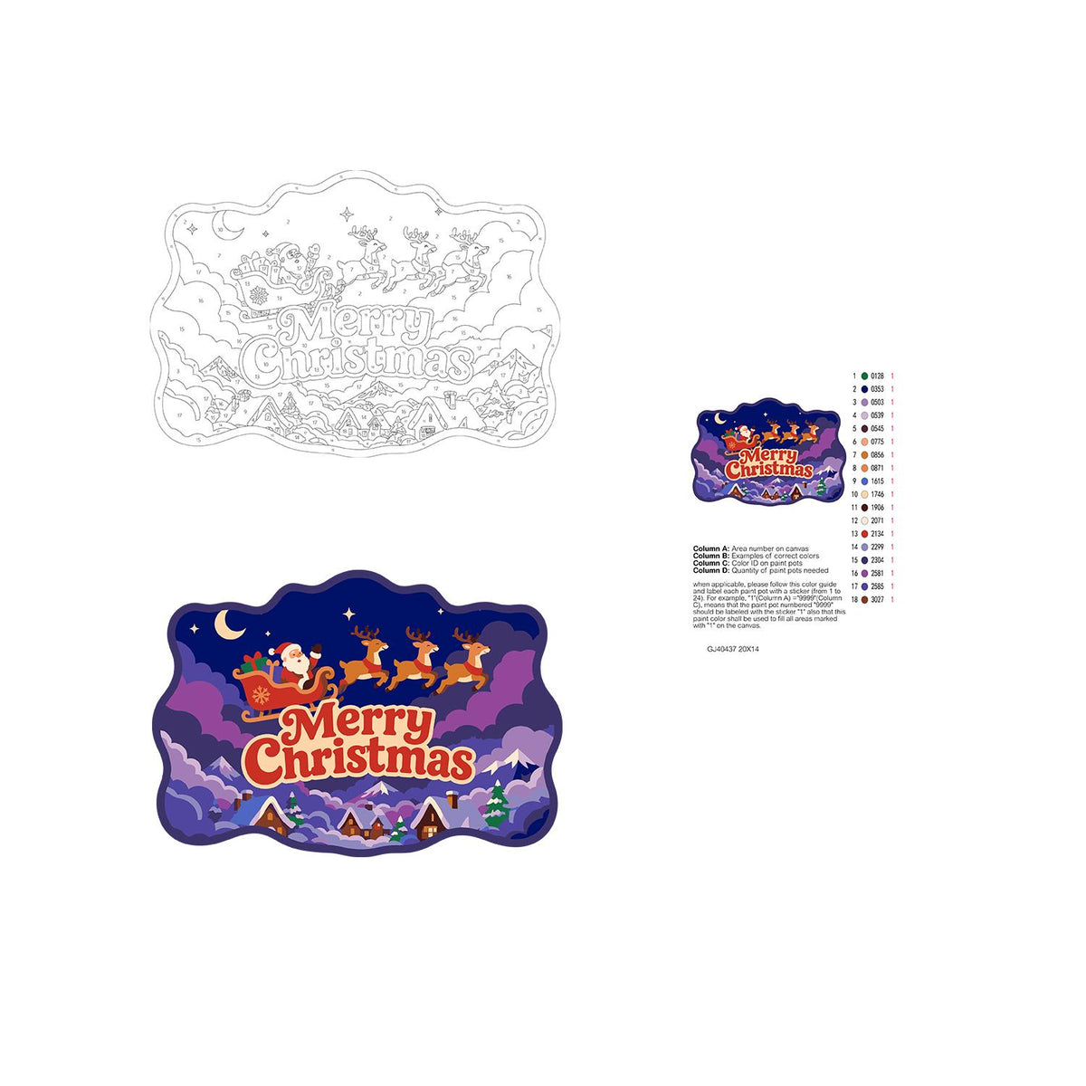 Purple Cloud Sleigh Flight paint by numbers hanging sign – image 19