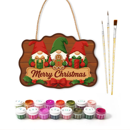 Gingerbread Gnome Trio paint by numbers hanging sign – image 2