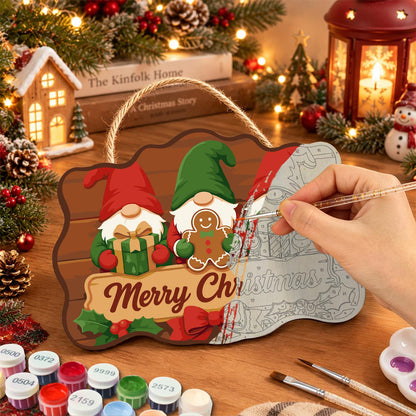 Gingerbread Gnome Trio paint by numbers hanging sign – image 7