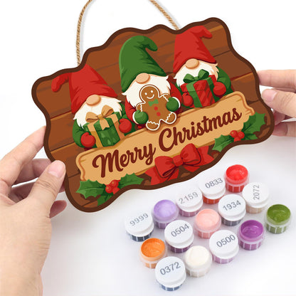 Gingerbread Gnome Trio paint by numbers hanging sign – image 9