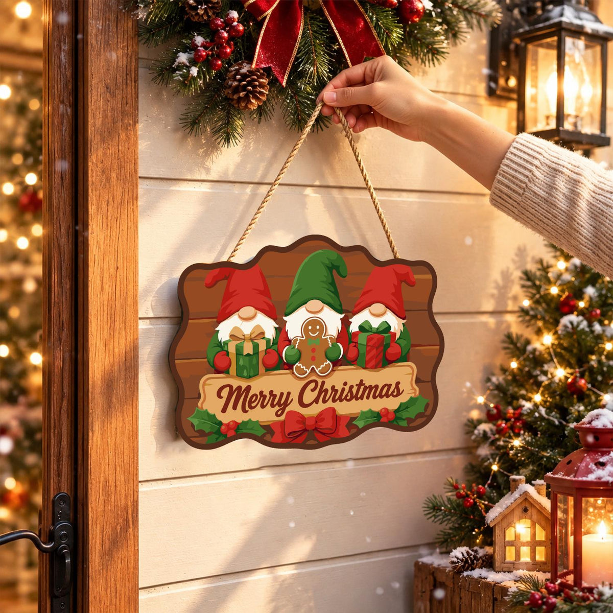 Gingerbread Gnome Trio paint by numbers hanging sign – image 14