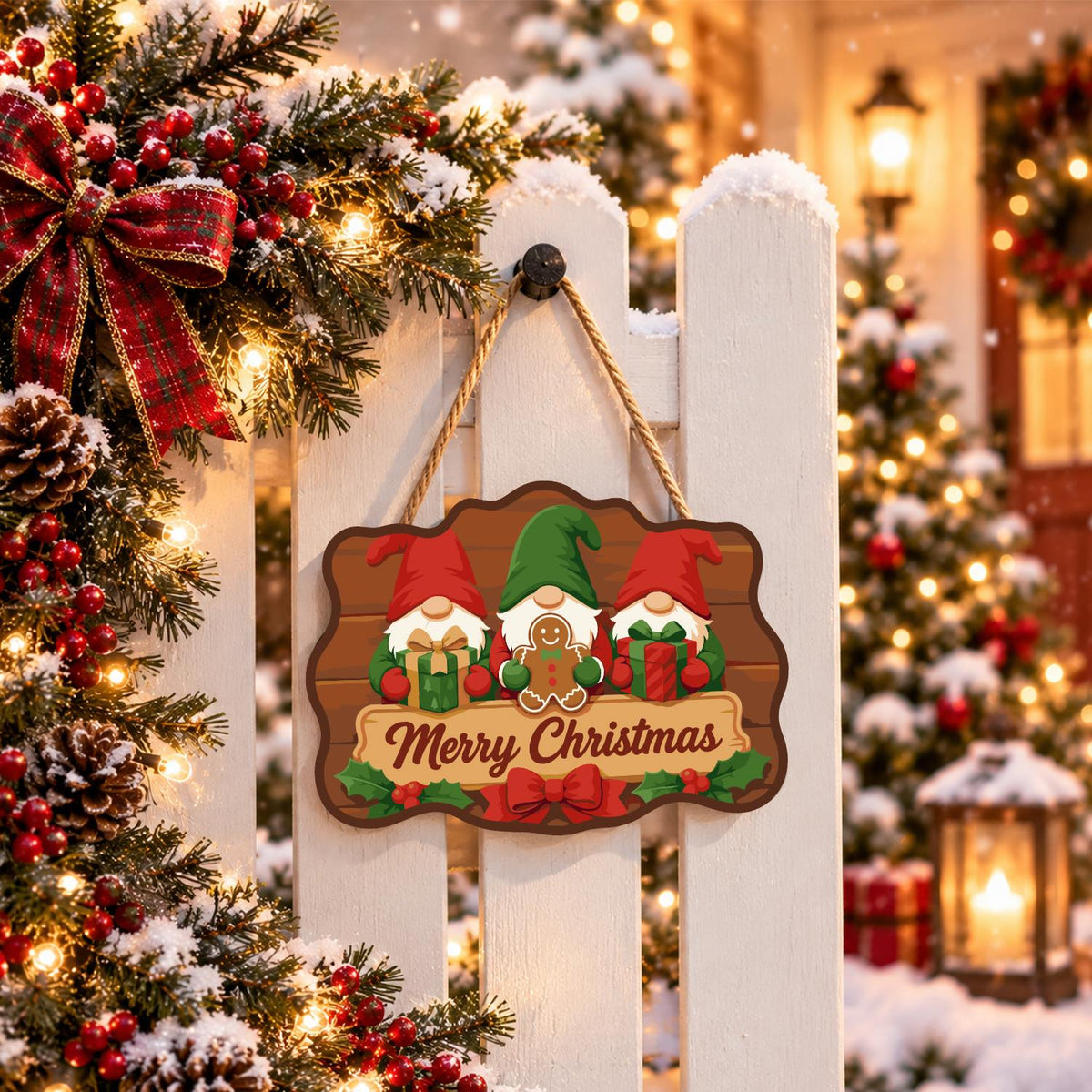 Gingerbread Gnome Trio paint by numbers hanging sign – image 15