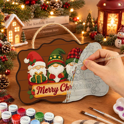 Star-Hat Gnomes and Little Tree paint by numbers hanging sign – image 7