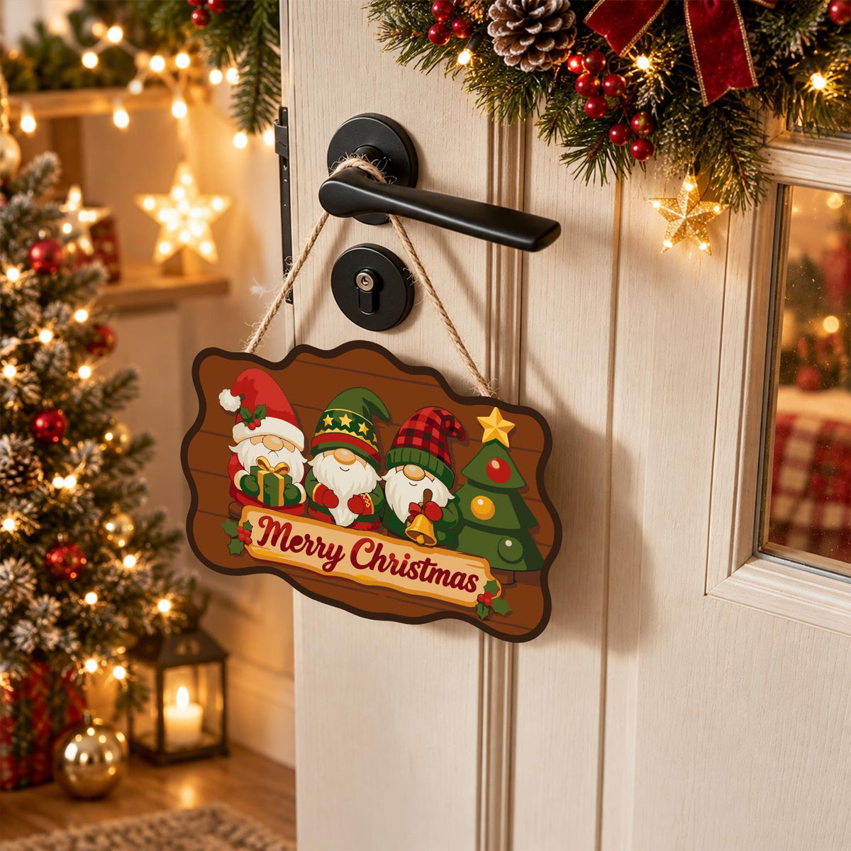 Star-Hat Gnomes and Little Tree paint by numbers hanging sign – image 18
