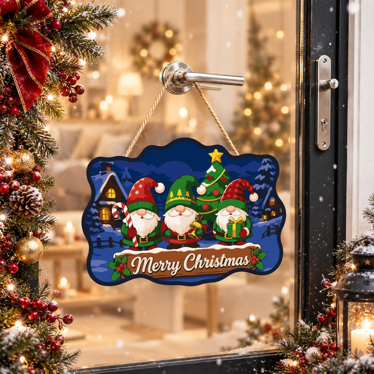 Gnome Trio Under the Starry Fir paint by numbers hanging sign – image 17