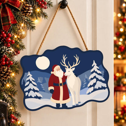 Moonlit Santa and White Reindeer paint by numbers hanging sign – image 16
